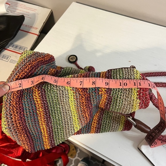 The Sak Gypsy Cambria Multi-Colored Striped Crochet Knit Tote Shoulder Bag Boho - Picture 12 of 13